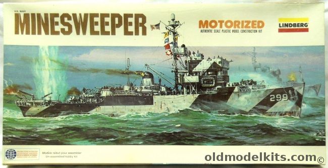 Lindberg 1/130 USS Sentry AM-299 - Motorized  (Admirable Class) WWII US Navy Minesweeper, 765 plastic model kit