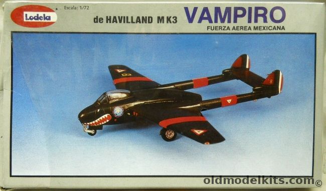 Lodela 1/72 de Havilland Mk3 Vampire - F.A.M. Mexican Air Force, RH4205 plastic model kit