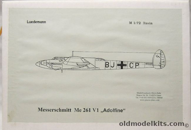 Luedemann 1/72 Messerschmitt Me-261 V1 Adolfine - Ultra-Long Range Aircraft  - Classic Plane plastic model kit