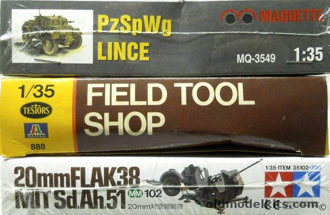 Maquette 1/35 PzSpWg Lince / Testors Field Tool Shop / Tamiya German 20mm Flak38 Mit Sd.Ah.51, MQ3549 plastic model kit