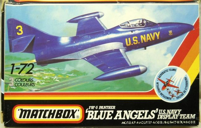 Matchbox 1/72 Grumman F9F-4 Panther - VMF-314 MCAS Cherry Point or Blue Angels 1951-53 - (F9F4), PK-124 plastic model kit