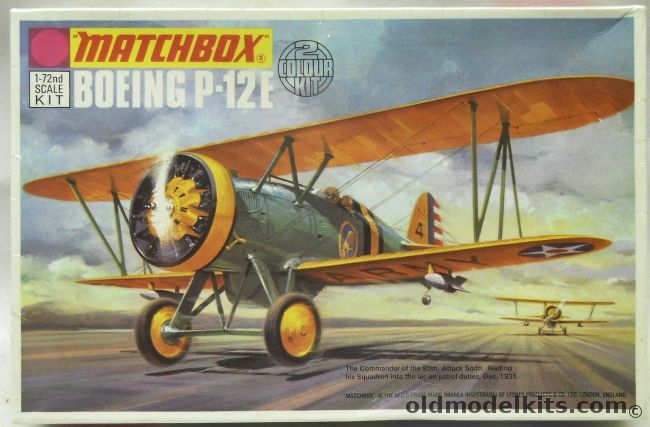 Matchbox 1/72 Boeing P-12E - US Army 95th Attack Sq or 27th Pursuit Sq 1st Pursuit Group, PK-3 plastic model kit