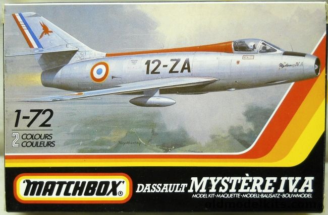 Matchbox 1/72 TWO Dassault Mystere IVa - French No 2 Sq Cambrai 1955 / No 200 Sq Israeli Air Force 1967, PK-47 plastic model kit