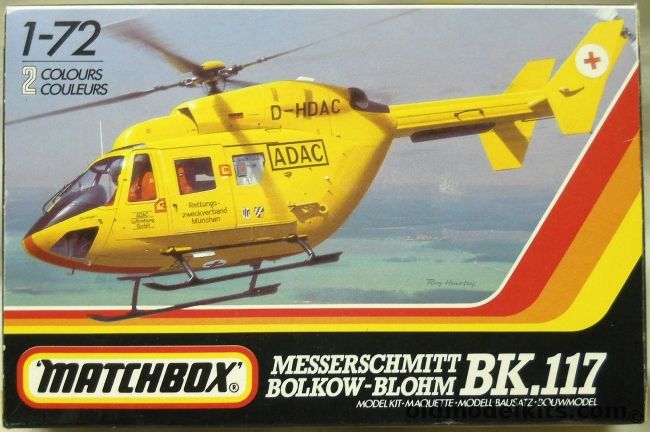 Matchbox 1/72 MBB BK-117  or MBB-Kawaksaki BK-117 - ADAC EMS Service / Aero Asahi Japan, PK-48 plastic model kit