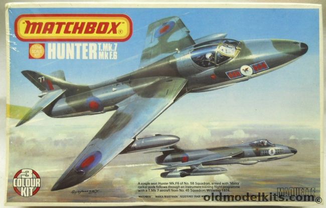 Matchbox 1/72 Hunter T.Mk7 Or Mk.F.6 - Dual or Single Cockpit, PK117 plastic model kit