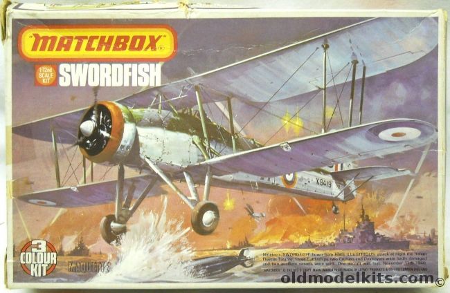 Matchbox 1/72 Fairey Swordfish MK1/III - 824 Sq HMS Eagle Taranto Attack Nov 11 1940 or 119 Sq Coastal Command 1944, PK-112 plastic model kit