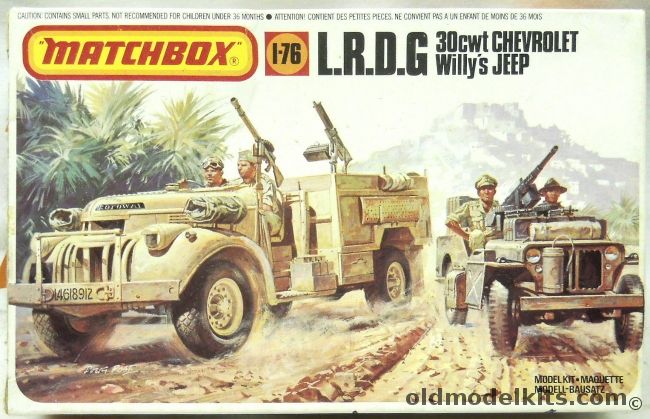 Matchbox 1/76 TWO LRDG 30cwt Chevrolet Trucks and Willys Jeep, PK-173 plastic model kit