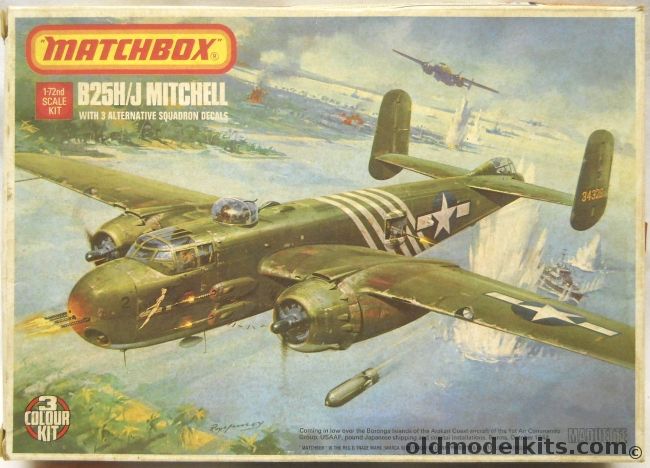 Matchbox 1/72 North American B-25H or B-25J Mitchell - 1st ACG 10th AF USAAF India/Burma 1944 / RAF Free French No.342 Lorraine Sq / RAF 180th Sq 1944, PK-405 plastic model kit