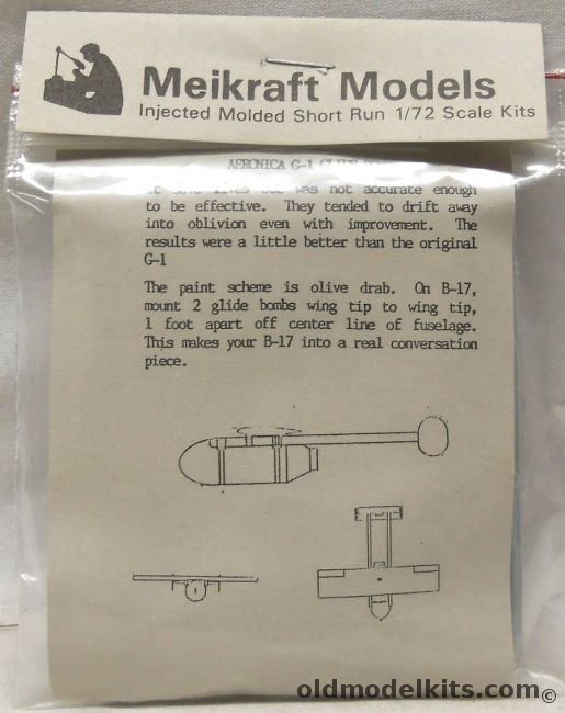 Meikraft Models 1/72 Aeronica G-1 Glide Bomb - Two Bombs For The B-17 Flying Fortress - Bagged plastic model kit