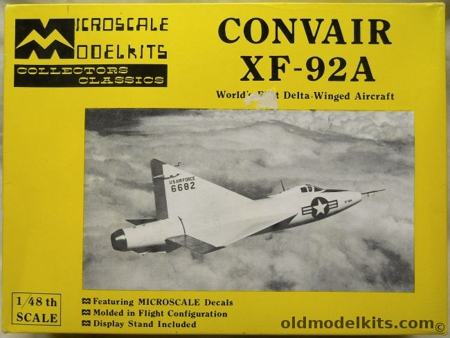 Microscale 1/48 Convair XF-92A - The First Delta Wing Aircraft (ex-Allyn), MS4-3 plastic model kit