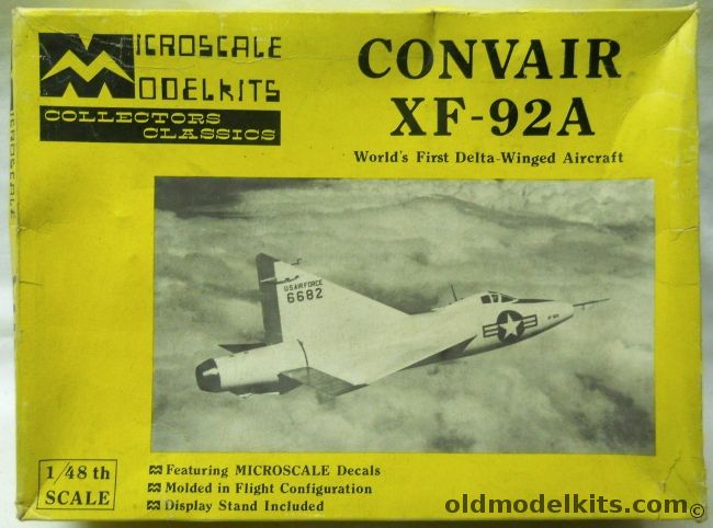 Microscale 1/48 Convair XF-92A - The First Delta Wing Aircraft (ex-Allyn), MS4-3 plastic model kit