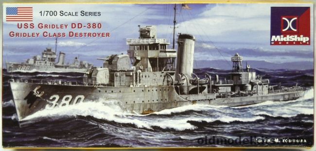 Midship 1/700 USS Gridley DD-380 - Gridley Class Destroyer - With Hull Numbers For Any DD, 01 plastic model kit