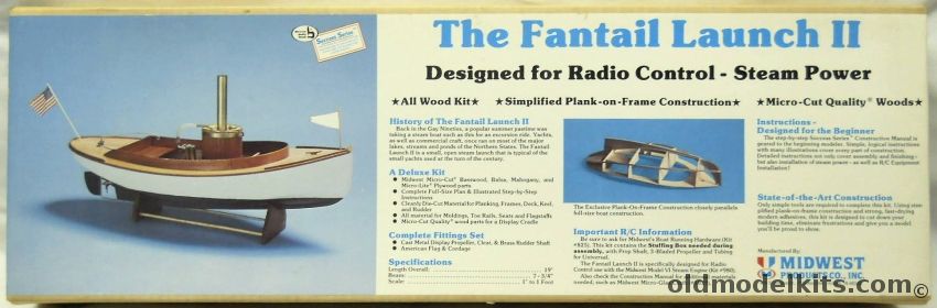 Midwest 1/12 The Fantail Launch II - For Display Or R/C Operation - 19 Inch Long Wooden Ship - Success Series, 958 plastic model kit