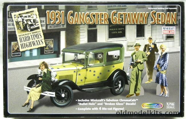 Minicraft 1/16 1931 Gangster Getaway Sedan - 1931 Ford Model A 2-Door Sedan - (ex Bandai Entex), 11229 plastic model kit