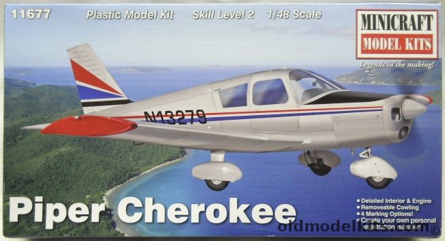 Minicraft 1/48 Piper Cherokee 140 - USA / Canada / German / Great Britain Civil, 11677 plastic model kit
