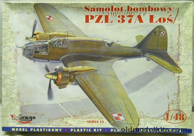 Mirage Hobby 1/48 PZL-37A Los - Two Polish Air Force and One Romanian Air Force, 48131 plastic model kit