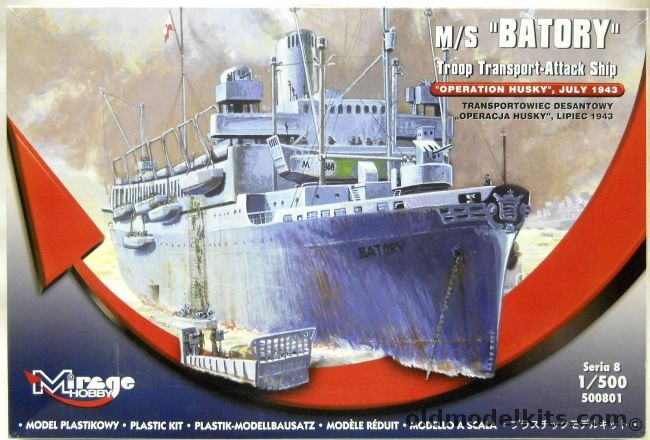 Mirage Hobby 1/500 M/S Batory - Troop Transport Attack Ship - Operation Husky July 1943 - (Polish  1930s Ocean Liner And Flagship Of The Gdynia-America Line, 500801 plastic model kit