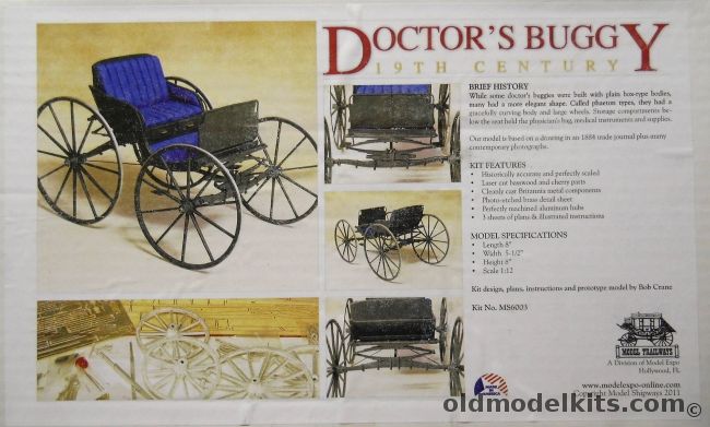 Model Expo 1/12 Doctors Buggy 19th Century -  By Model Trailways, MS6003 plastic model kit