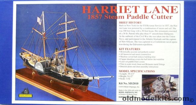 Model Shipways 1/128 Harriet Lane 1857 Steam Paddle Cutter - (Cutter Lavinia), 2010 plastic model kit