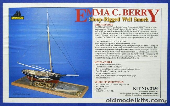 Model Shipways 1/32 Emma C. Berry - Sloop Rigged Well Smack 1866, 2150 plastic model kit