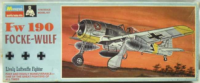 Monogram 1/48 Focke-Wulf FW-190 A-8/R-3 / A-7/R2 / A7/R3 / A-5/U8 / A-8/R1 / A-5/U3 Tropical - Blue Box Issue, PA107-100 plastic model kit