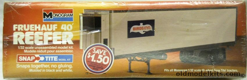 Monogram 1/32 Fruehauf 40 Foot Reefer - Refrigerated Van - Birdseye, 1206 plastic model kit