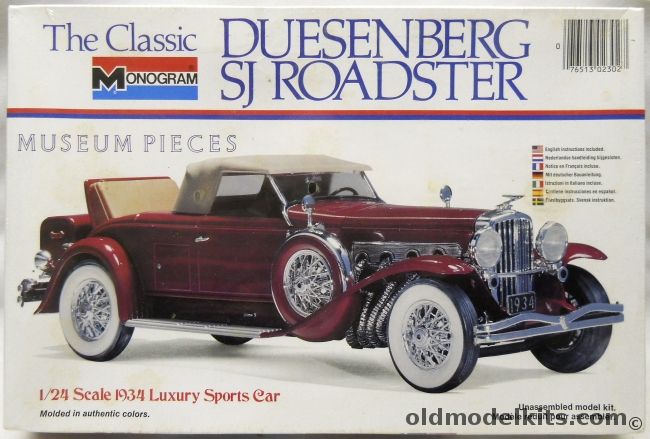 Monogram 1/24 Duesenberg SJ Roadster - 1929 Rollston Body, 2302 plastic model kit