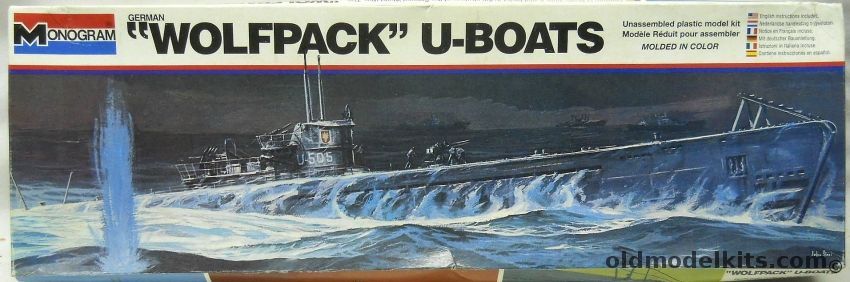 Monogram 1/209 Wolfpack U-Boat U-505 Type IX - (ex Aurora), 3102 plastic model kit