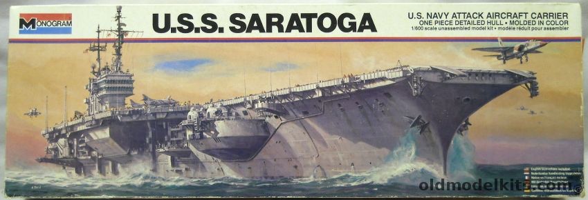 Monogram 1/600 USS Saratoga CV-60 Aircraft Carrier - (ex Aurora), 3505 plastic model kit