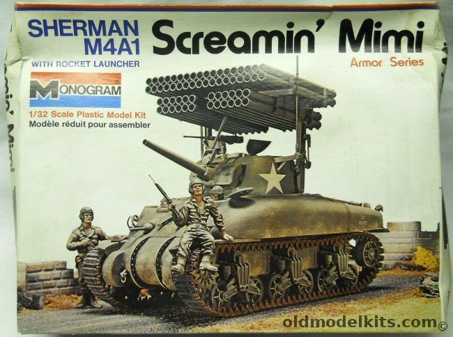 Monogram 1/32 Sherman M4A1 Tank Screamin Mimi - With T34 Rocket Launcher, 4200 plastic model kit