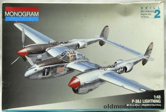 Monogram 1/48 P-38J Lightning Richard Bong - Droop Snoot or Night Fighter, 5479 plastic model kit