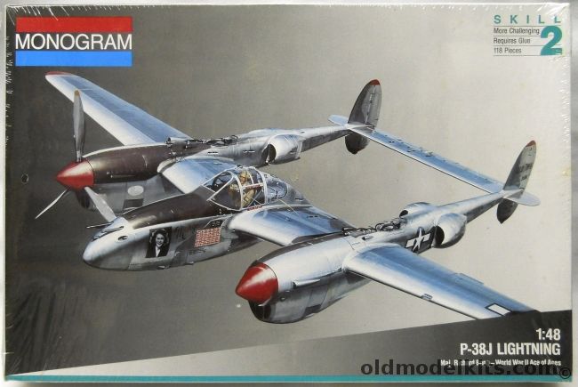 Monogram 1/48 P-38J Lightning Richard Bong - Day Fighter / Droop Snoot / Night Fighter - Major Richard Bong WWII US Ace of Aces, 5479 plastic model kit