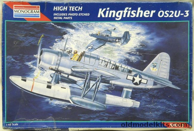 Monogram 1/48 OS2U Kingfisher - High Tech  With Photoetched Details - Landplane or Seaplane - Prewar 'High Visibility' (yellow wings) / Wartime US Navy with 'Donald Duck' markings / RAF, 5488 plastic model kit