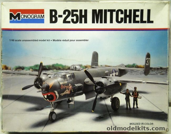 Monogram 1/48 B-25H Mitchell Medium Bomber - With Quickboost Engines and Gun Packs, 5500 plastic model kit