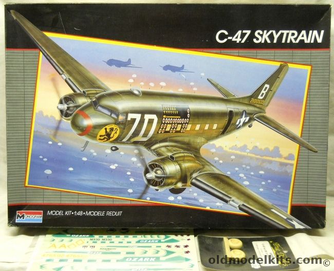 Monogram 1/48 C-47 Skytrain - With Ozark Airlines Decals And True Details Wheel Set, 5607 plastic model kit