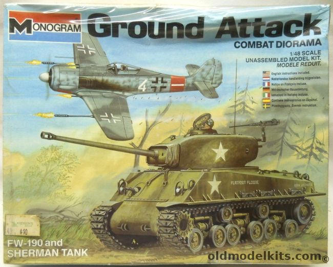 Monogram 1/48 Ground Attack Combat  Diorama - FW-190 and Sherman Tank, 6034 plastic model kit