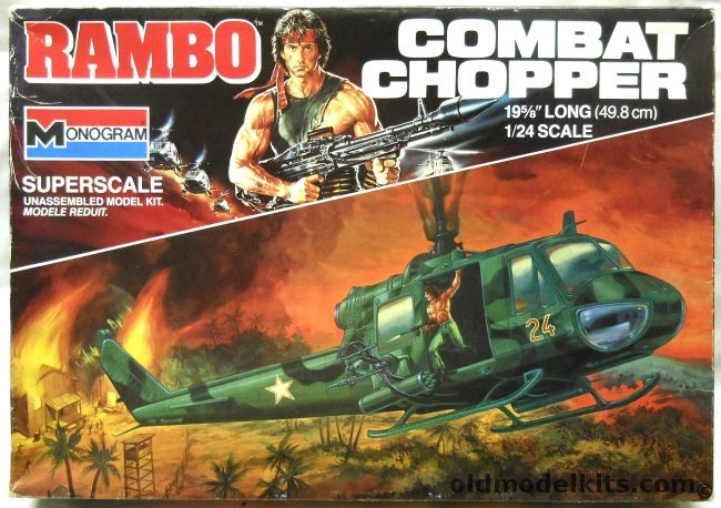 Monogram 1/24 Bell UH-1B Iroquois Huey Helicopter - Rambo Combat Chopper, 6038 plastic model kit