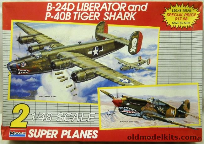 Monogram 1/48 B-24D Liberator And P-40B Tiger Shark Flying Tigers, 6144 plastic model kit