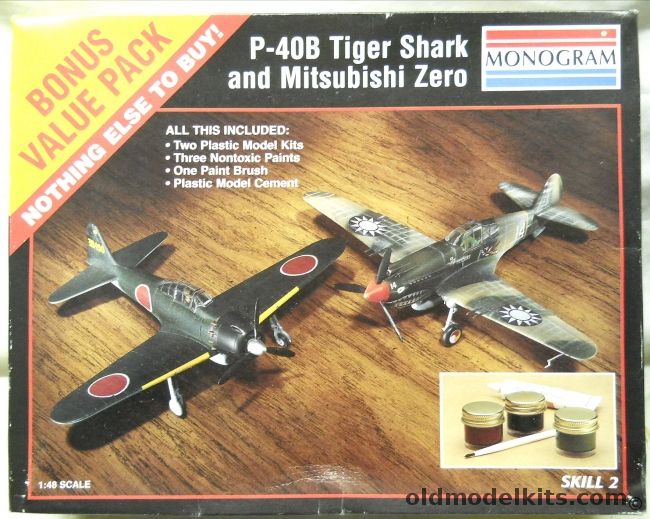 Monogram 1/48 P-40B Tiger Shark And Mitsubishi Zero - Bonus Value Pack, 6499 plastic model kit