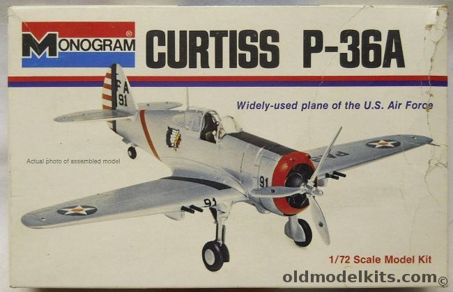 Monogram 1/72 Curtiss P-36A Hawk - (Model 75) - White Box Issue, 6790-0080 plastic model kit