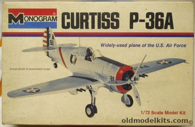 Monogram 1/72 Curtiss P-36A Hawk (Model 75) - White Box Issue, 6790-0080 plastic model kit