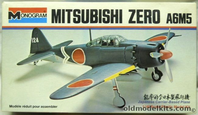 Monogram 1/48 Mitsubishi Zero A6M5 - White Box Dark Background Issue, 6799 plastic model kit