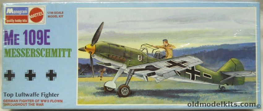 Monogram 1/48 Messerschmitt Me-109E - Blue Box Issue - (Me109 / Bf109E), 6800 plastic model kit