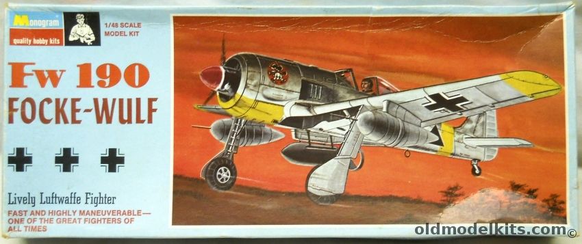 Monogram 1/48 Focke-Wulf FW-190 A-8/R-3 - A-7/R2 - A7/R3 - A-5/U8 - A-8/R1 - A-5/U3 Tropical - Blue Box Issue, 6804 plastic model kit