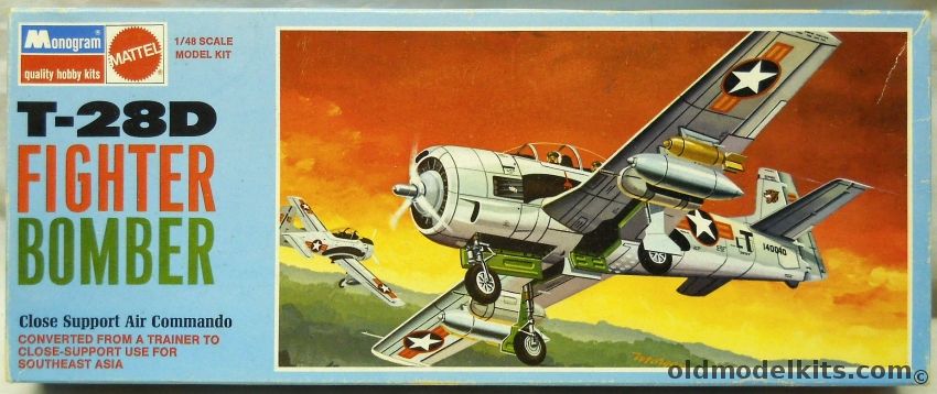 Monogram 1/48 T-28D Fighter Bomber - Vietnamese Or USAF - Blue Box Issue, 6805 plastic model kit