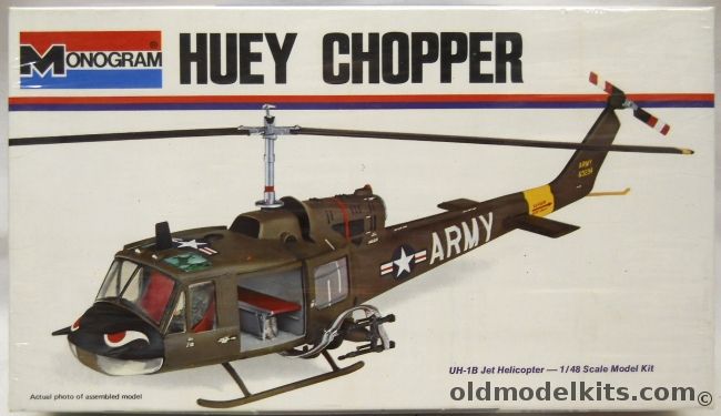 Monogram 1/48 Huey Chopper - Bell UH-1B Iroquois - Army Gunship - White Box Issue, 6809-0125 plastic model kit