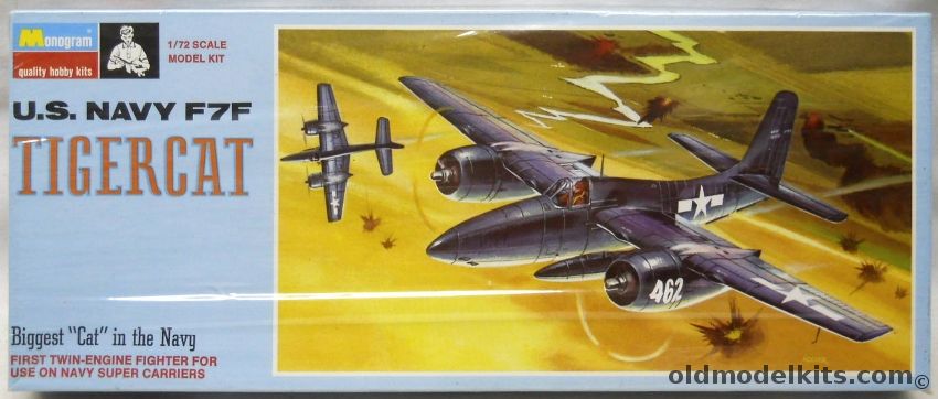 Monogram 1/72 Grumman F7F-3 Tigercat USN - Blue Box Issue - (F7F3), 6813 plastic model kit