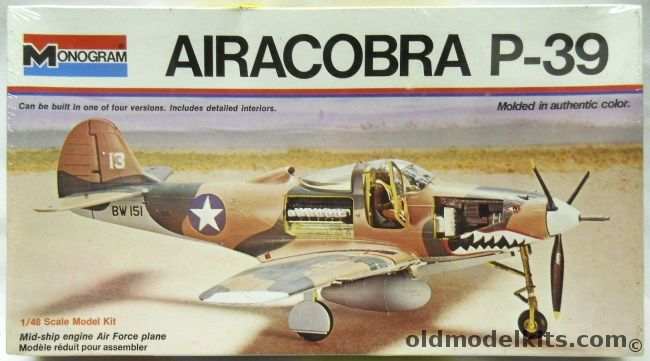 Monogram 1/48 Airacobra P-39 - Bell P-39D / D-2 / L-1 - USSR / D-1 From 347th FG 67th FS 13 AF Guadalcanal / D-2 From 54th FG 57th FS Alaska  - White Box Issue, 6844 plastic model kit