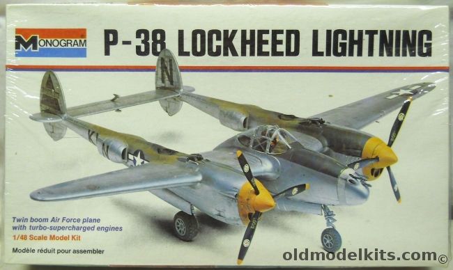 Monogram 1/48 Lockheed P-38L / P-38M 2 Seat Night Fighter / P-38J / F-5 Lightning - White Box Issue, 6848 plastic model kit