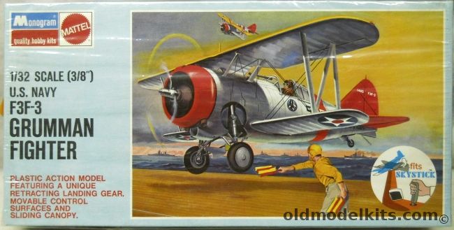 Monogram 1/32 Grumman F3F-3 Navy Fighter - (F3F3) Blue Box Issue, 6851 plastic model kit